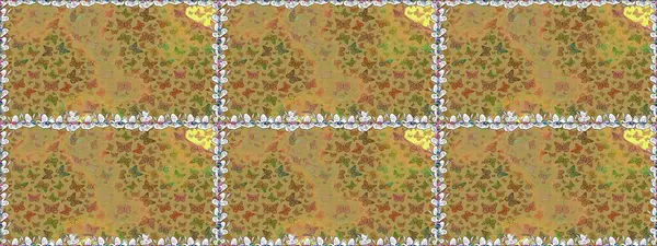 Klasik tarzda hem de. Doğa kelebeğinin yüksek kalitesi. Su rengi filtresi etkisiyle sarı ve kahverengi üzerine resimler. Raster illüstrasyonu.