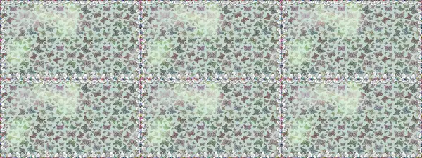 Raster illüstrasyonu. Albüm için resim. Renkli kelebeklerin kusursuz arka planı. Gri ve nötr renkte sanat kelebekleri.