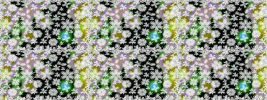 Raster illüstrasyonu. Tekstil ya da kitap kapakları, imalat, duvar kağıtları, baskı, hediye paketi ve yapıştırma kitabı için çiçeksiz arka plan. Küçük ölçekli çiçeklerdeki basit sevimli desen.