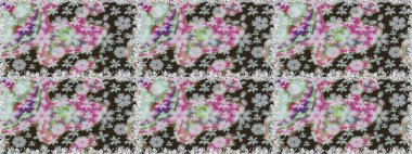 Yatak çarşafları, ceket, paket tasarımı, kumaş ve moda kavramları için tekstil baskısı. Kusursuz etnik tasarım. Çiçekleri, deniz kabukları, mandalaları ve suluboya efektleri olan deniz altyapısı.