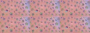 Tarafsız renklerde çiçekler. Robot resim. Şirin çiçek elementleri. Raster illüstrasyonu.