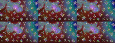 Çizim çiçek deseni duvar kâğıdı olarak kullanılabilir. Raster illüstrasyonu. Kahverengi renkte çiçekler.