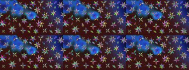 Suluboya çiçekli çiçek deseni. Raster illüstrasyonu. Kahverengi renkli güzel tekstil.