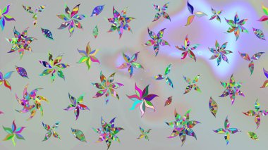 Gri renkli çiçekler. Çizim çiçek deseni duvar kâğıdı olarak kullanılabilir. Raster illüstrasyonu.