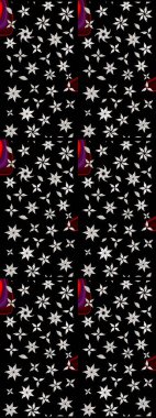 Çiçek desenli çizim. Siyah renkli çiçekler. Asya tekstil tarzında. Raster illüstrasyonu. Renkli Bahar Teması eskiz kalıbı. Düz Çiçek Elementleri Tasarımı.