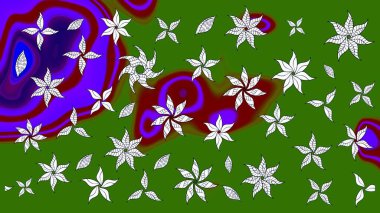 Raster illüstrasyonu. Tomurcukları papatya çiçekleri olan sevimli bir çiçek deseni. Kumaş, tekstil, duvar kağıdı baskısı için. Eski usul. Miles Fleur, süslü püslü bir süs. Taslak arkaplan.