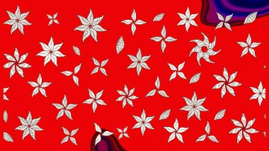 Raster Modaya uygun kumaş deseni. Renkli Bahar Teması eskiz kalıbı. Kırmızı renkli şirin çiçek deseni. Düz Çiçek Elementleri Tasarımı.