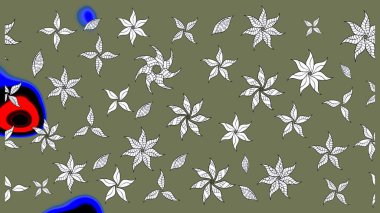 Düz Çiçek Elementleri Tasarımı. Yeşil renkli çiçekler. Sevimli çiçek raster deseni. Renk Bahar Teması eskiz şablonu.