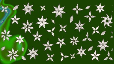 Modern gelişim yeşil raster arka plan duvar kâğıdı illüstrasyonu klasik çizgili, desenli desenli çiçekler, çiçekli süsler. Çiçekli el çizimi çizimi deseni.