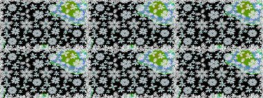 Raster illüstrasyonu. Siyah ve gri kıvırcık çiçekler siyah ve gri renkte şekillenir. Klasik çiçek tasarım elementleri.