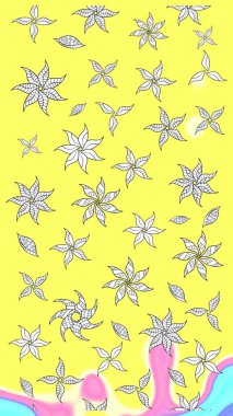 Zentangle soyut çiçekleri. Raster illüstrasyonu. Güzel kumaş deseni. Karalama çiçeği. Düz Çiçek Elementleri Tasarımı. Renkli Bahar Teması çizim şablonu.