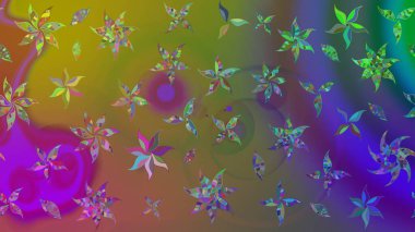 Raster suluboya çiçek deseni, narin çiçekler, yeşil çiçekler, tebrik kartı şablonu. Raster Güzel kumaş deseni.