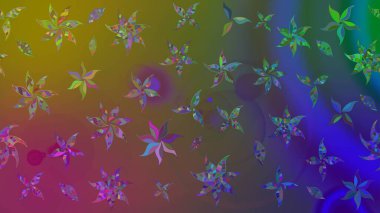 Çiçek desenli çizim. Kahverengi renkli Asya tekstili. Raster illüstrasyonu.