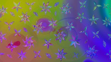 Süslü kumaş deseni. Raster illüstrasyonundaki çiçek desenli çizim. Renkli Bahar Teması eskiz kalıbı. Düz Çiçek Elementleri Tasarımı.