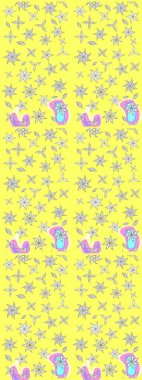 Varicoloyellow Raster çizimi. Küçük çiçekteki sevimli çiçek deseni. Birçok sarı soyut çiçekli tropikal çizim deseni.