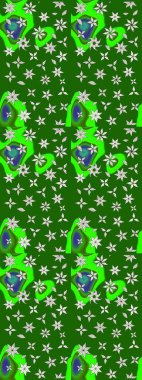 Raster illüstrasyonu. 3D çiçekler, eskiz. Yeşil renklerde.