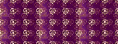 Altın karalama fantezi yapraklarından Raster soyut çiçek çelengi ve mor, kahverengi ve bej renkli bir çiçek. El yapımı dekoratif çerçeve, albüm kapağı, tebrik kartı, klasik Art deco tarzı.