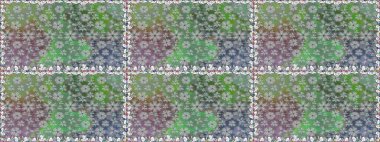 Renkli Bahar Temalı Kusursuz Arkaplan. Gri renkli, zarif çiçek buketli suluboya. Raster illüstrasyonu. Düz Çiçek Elementleri Tasarımı.