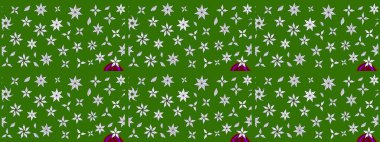 Çiçekli karalama şeklinde Raster çiçek deseni. Yumuşak, bahar çiçekli arka plan. Yeşil renkte çiçekler.