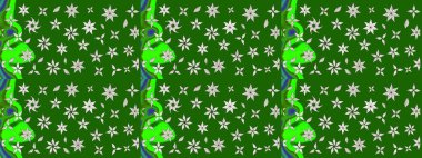 Çiçekli karalama şeklinde Raster çiçek deseni. Nazik, narin çiçek arkaplanı. Yeşil renkte çiçekler.