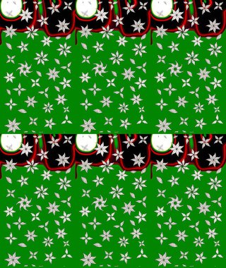 Çiçek tasarımı için inanılmaz bir kolaj cenneti tarzı. Çiçekli zambakların eskiz geçmişi. Parlak çiçekli kolaj çiçekleri yeşil.