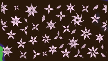 Düz Çiçek Elementleri Tasarımı. Raster illüstrasyonundaki çiçek desenli çizim. Kahverengi renkli çiçekler. Renkli Bahar Teması çizim şablonu.