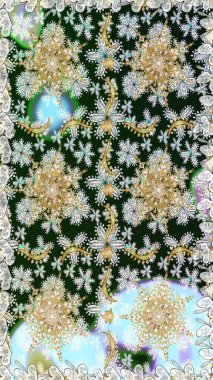 Kusursuz oryantal klasik altın desen. Gri renklerde altın tekrarlayan elementler içeren Raster soyut arkaplanı.