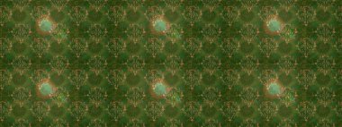 Raster illüstrasyonunda kusursuz çiçek deseni. Güzel kumaş deseni. Yeşil, kahverengi ve nötr renklerde. Raster illüstrasyonu.