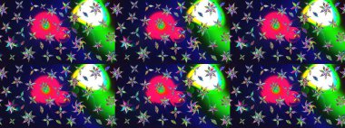 Çiçekli karalama şeklinde Raster çiçek deseni. Gri renkli çiçekler. Yumuşak, yaz çiçekli arka plan.