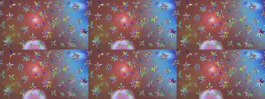 Modern çiçek arkaplanı. Parlak renkli çiçekleri ve kahverengi renkli yaprakları olan harika bir çiçek deseni. Halk tarzı. Moda baskıları için zarif bir şablon.