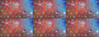 Düz Çiçek Elementleri Tasarımı. Raster Illustrasyon 'daki Çiçek Deseni' nin son moda çizimi. Kahverengi renkli çiçekler. Renkli Yaz Teması çizim şablonu.