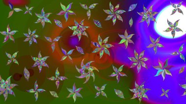 Modern gelişim yeşil raster arka plan duvar kâğıdı illüstrasyonu klasik çizgili, desenli desenli çiçekler, çiçekli süsler. Çiçekli el çizimi çizimi deseni.