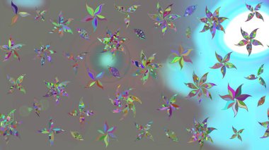 Raster illüstrasyonu. Çiçek süslemeli çizim deseni. Gri renkli çiçekler.