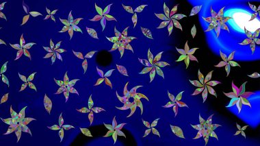 Yumuşak, mavi renkte bahar çiçekleri. Raster çiçekleri klasik tarzda çizilmiş. Çiçekli yumuşak bir eskiz şekli. Raster illüstrasyonu.