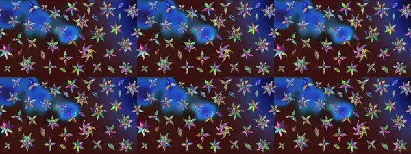 Suluboya çiçekli çiçek deseni. Raster illüstrasyonu. Kahverengi renkli güzel tekstil.