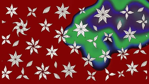 Çiçek tasarımı için inanılmaz bir kolaj cenneti tarzı. Çiçekli zambakların eskiz geçmişi. Parlak çiçekli kolaj çiçekleri kırmızı.