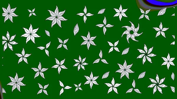 Yeşil renkli çiçekler. Hediye ambalaj kağıdı, tebrik kartları, posterler ve pankart tasarımı. Raster düz çiçek çizim deseni.