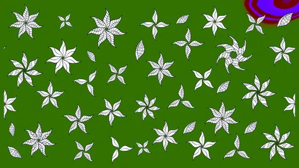 Yaz çiçekleri teması. Suluboya resim taklit Raster çizimi. Yeşil renkler. Klasik çiçekler. El çizimi soyut süslü elementler.