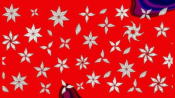 Raster Modaya uygun kumaş deseni. Renkli Bahar Teması eskiz kalıbı. Kırmızı renkli şirin çiçek deseni. Düz Çiçek Elementleri Tasarımı.