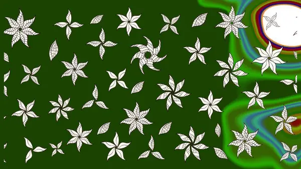 Raster illüstrasyonu. Yeşil renkli çiçekler. Çizim çiçek deseni duvar kağıdı için kullanılabilir.