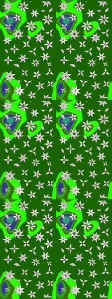 Raster illüstrasyonu. 3D çiçekler, eskiz. Yeşil renklerde.