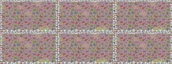 Kumaş ve kağıt için uygun. Uçan güvelerle kusursuz, çok renkli bir arka plan. Güzel renkli kelebekler nötr renklerde kaotik bir şekilde uçarlar. Raster. Parlak kelebeklerin kusursuz arka planı.