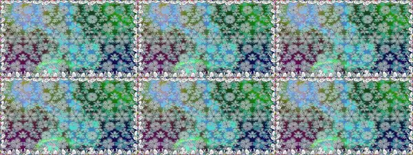 Mavi renkte etnik çiçeklerle kusursuz bir desen. Raster Çiçek İllüstrasyonu güzel tekstil..