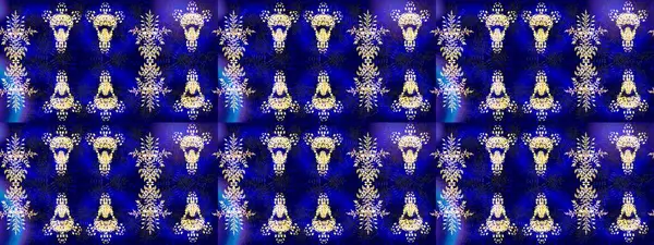 Arkaplanda soyut kar taneleri olan düz tasarım. Raster illüstrasyonu. Kar taneleri arka planda. Kar tanesi süsleme deseni. Kar taneleri deseni.