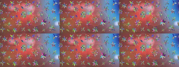 Düz Çiçek Elementleri Tasarımı. Raster Illustrasyon 'daki Çiçek Deseni' nin son moda çizimi. Kahverengi renkli çiçekler. Renkli Yaz Teması çizim şablonu.