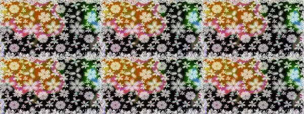 Siyah ve nötr renklerde çiçekler. Asya tekstil tarzında. Kusursuz çiçek deseni. Raster illüstrasyonu. Raster illüstrasyonu.