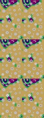 Düz Çiçek Elementleri Tasarımı. Renkli Bahar Teması eskiz kalıbı. Eskiz klasiği. Raster Şirin kumaş deseni.