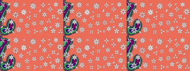 Çiçekli güzel suluboya desen. Raster illüstrasyonu. Turuncu renklerde.