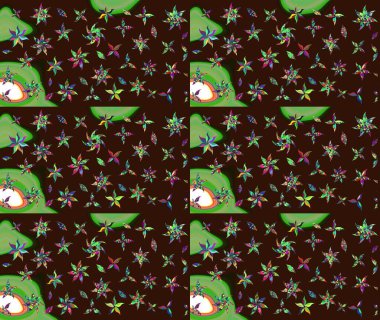 Güzel kumaş deseni. Raster illüstrasyonu. Asya tekstil tarzında. Renkli Bahar Teması eskiz kalıbı. Düz Çiçek Elementleri Tasarımı. Çiçek desenini çiz.