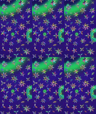 Suluboya resim taklit Raster çizimi. Klasik çiçekler. Mavi renkler. Yaz çiçekleri teması. El çizimi soyut süslü elementler.